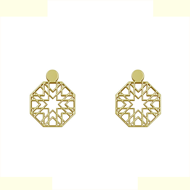 گوشواره طلا 18 عیار زنانه مدوپد مدل هندسی کد GA1-13673