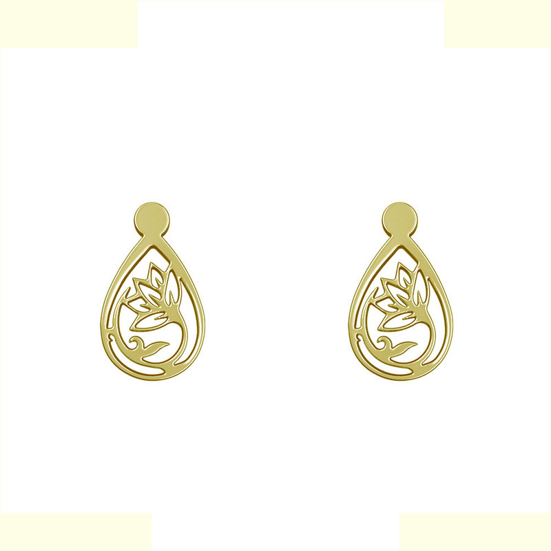 گوشواره طلا 18 عیار زنانه مدوپد مدل گل کد GA1-13728