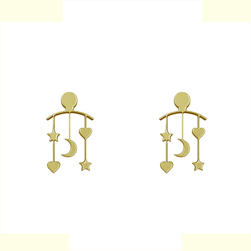 گوشواره طلا 18 عیار زنانه مدوپد مدل ماه و ستاره کد GA1-13755