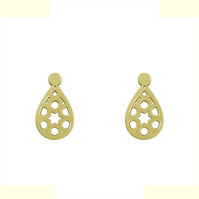 گوشواره طلا 18 عیار زنانه مدوپد مدل هندسی کد GA1-13929