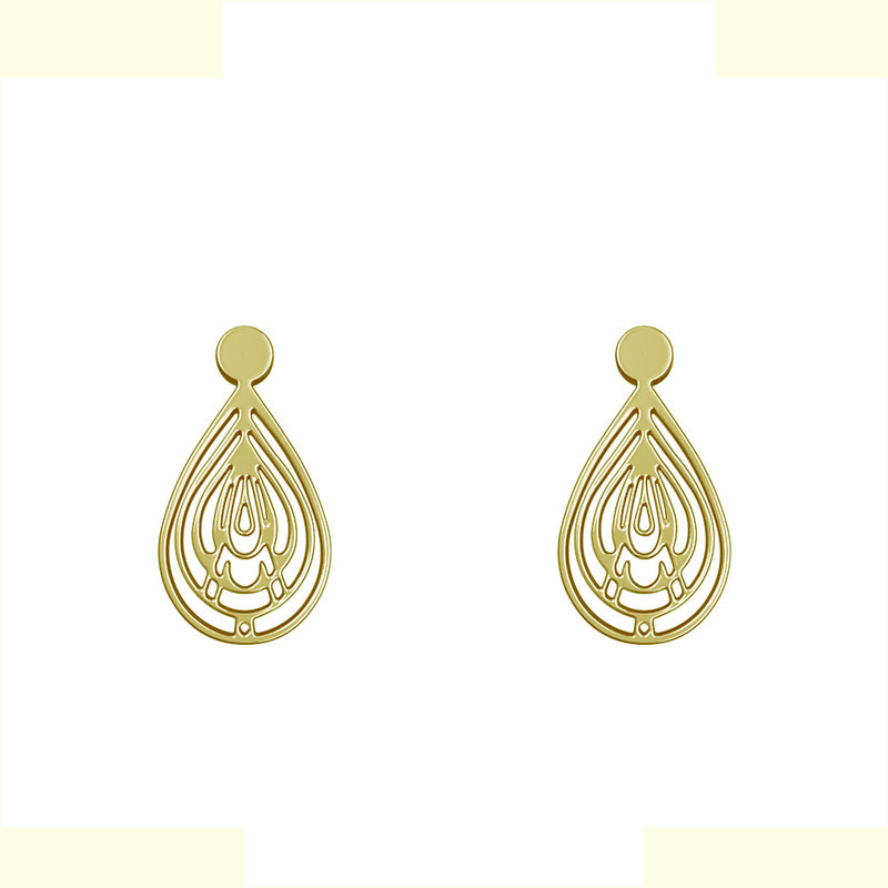 گوشواره طلا 18 عیار زنانه مدوپد مدل هندسی کد GA1-14083