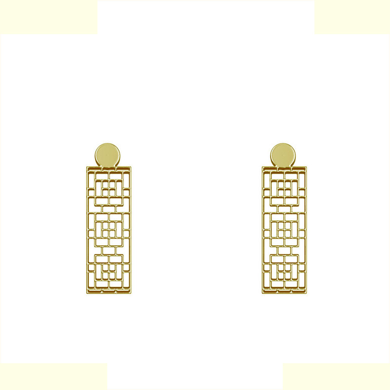 گوشواره طلا 18 عیار زنانه مدوپد مدل هندسی کد GA1-14186