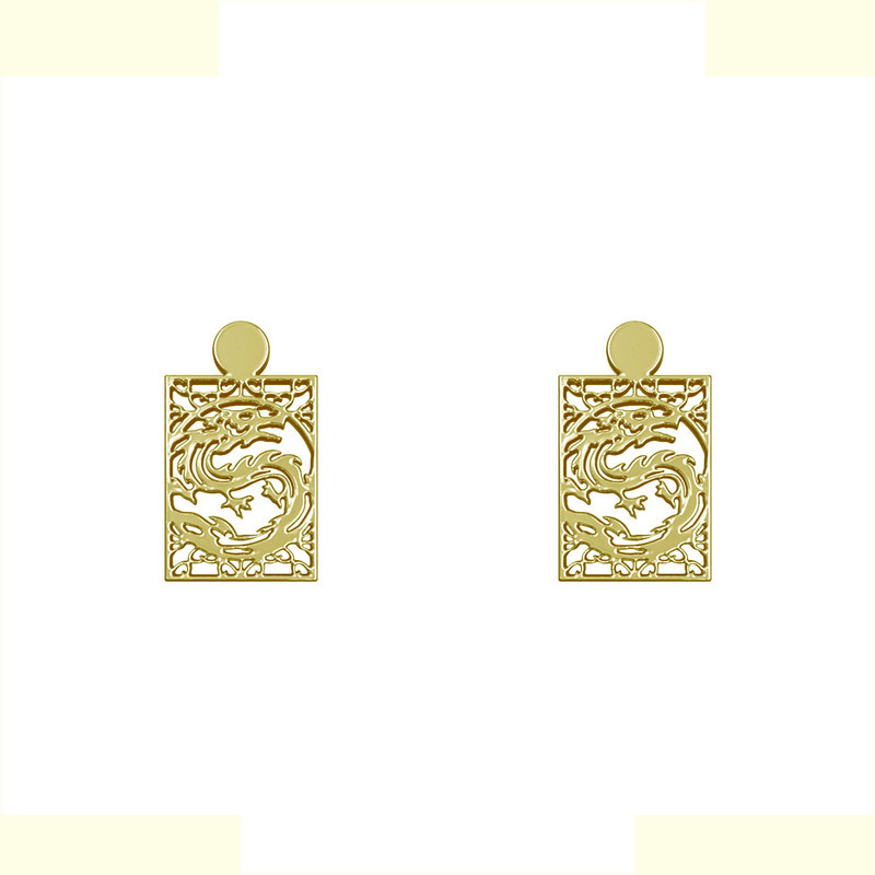 گوشواره طلا 18 عیار زنانه مدوپد مدل مستطیل کد GA1-14203