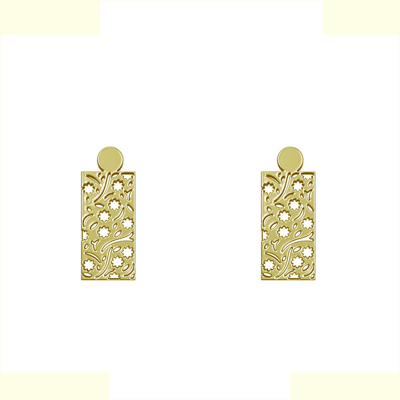 گوشواره طلا 18 عیار زنانه مدوپد مدل مستطیل کد GA1-14207