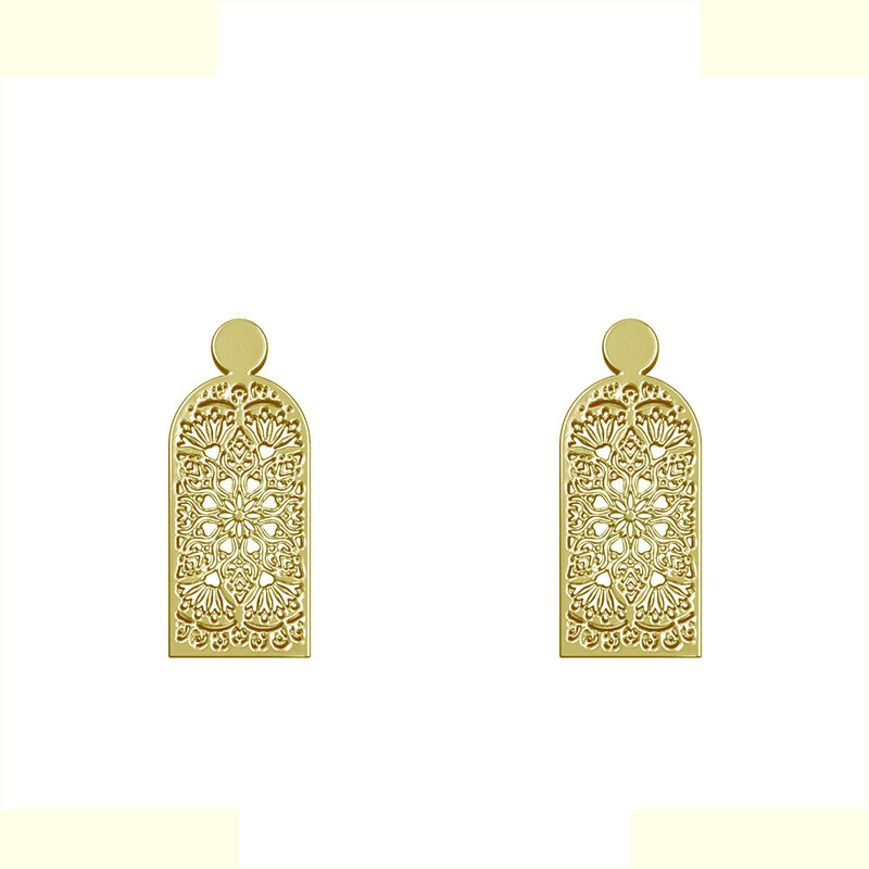 گوشواره طلا 18 عیار زنانه مدوپد مدل هندسی کد GA1-14231