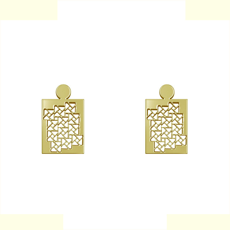 گوشواره طلا 18 عیار زنانه مدوپد مدل هندسی کد GA1-14251