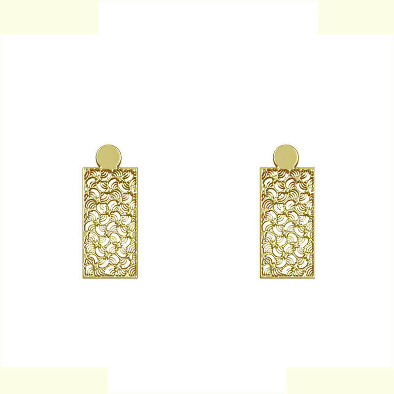 گوشواره طلا 18 عیار زنانه مدوپد مدل هندسی کد GA1-14263