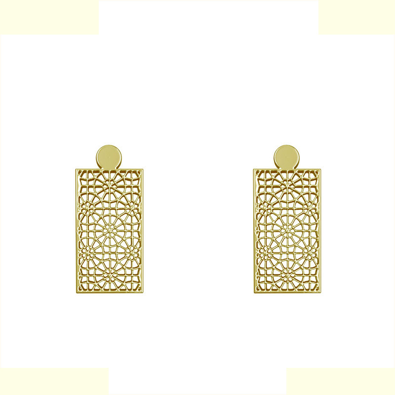 گوشواره طلا 18 عیار زنانه مدوپد مدل هندسی کد GA1-14267