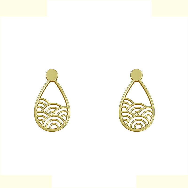 گوشواره طلا 18 عیار زنانه مدوپد مدل هندسی کد GA1-14318