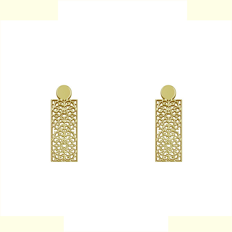 گوشواره طلا 18 عیار زنانه مدوپد مدل هندسی کد GA1-14343