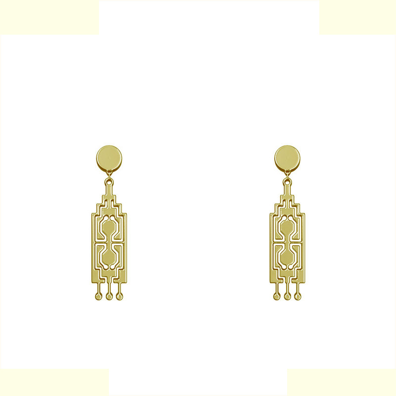 گوشواره طلا 18 عیار زنانه مدوپد مدل هندسی کد GA1-14414