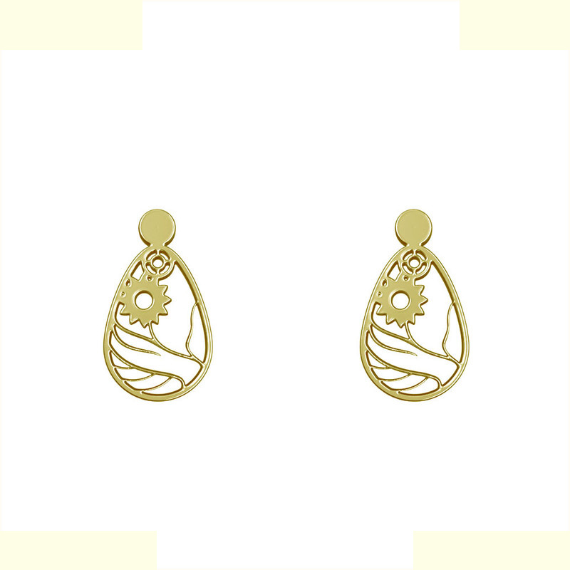 گوشواره طلا 18 عیار زنانه مدوپد مدل هندسی کد GA1-14430