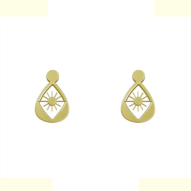 گوشواره طلا 18 عیار زنانه مدوپد مدل هندسی کد GA1-14483