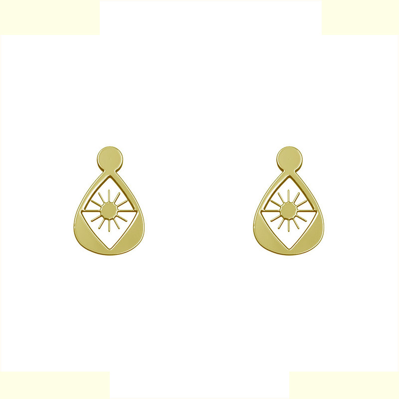 گوشواره طلا 18 عیار زنانه مدوپد مدل هندسی کد GA1-14706