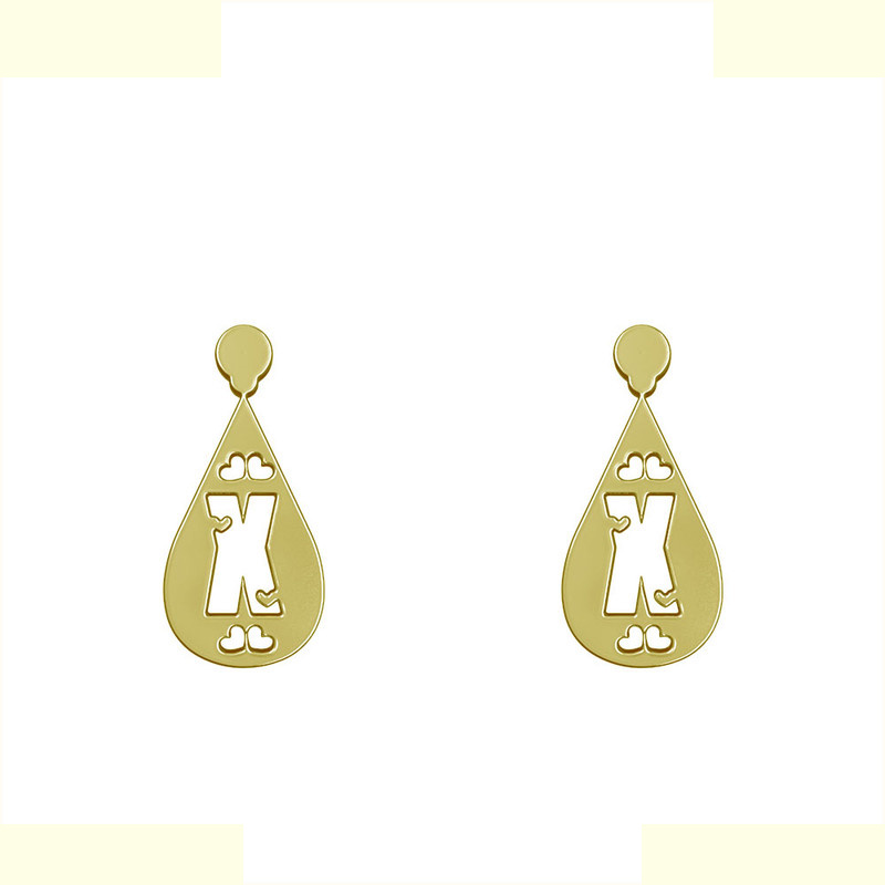 گوشواره طلا 18 عیار زنانه مدوپد مدل X حرف کد GA1-14738