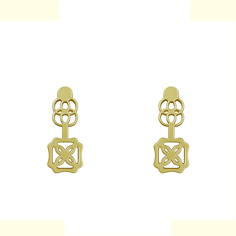 گوشواره طلا 18 عیار زنانه مدوپد مدل هندسی کد GA1-14763