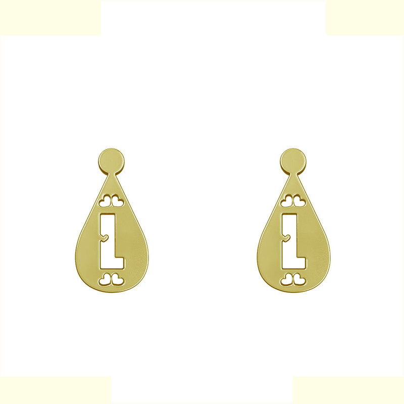 گوشواره طلا 18 عیار زنانه مدوپد مدل L حرف کد GA1-14780