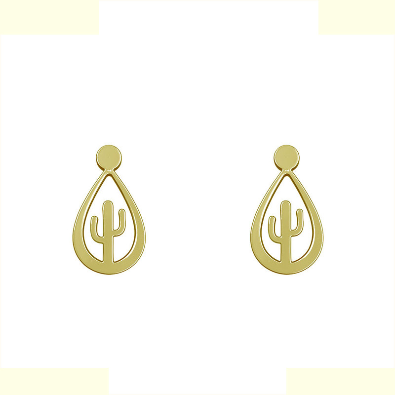 گوشواره طلا 18 عیار زنانه مدوپد مدل کاکتوس کد GA1-14820