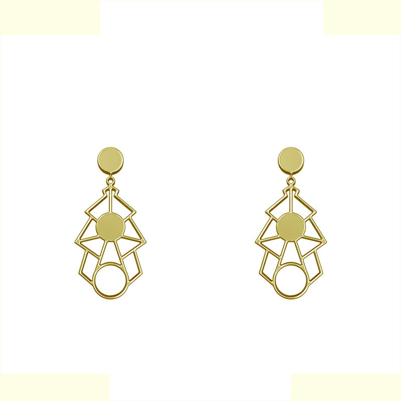 گوشواره طلا 18 عیار زنانه مدوپد مدل هندسی کد GA1-14846