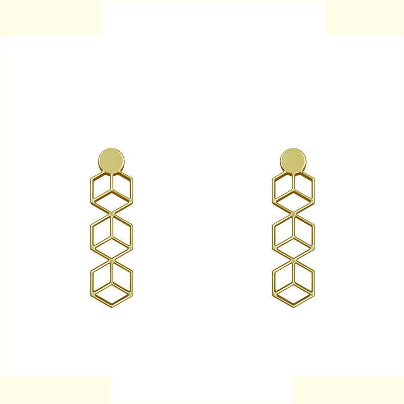 گوشواره طلا 18 عیار زنانه مدوپد مدل هندسی کد GA1-14980