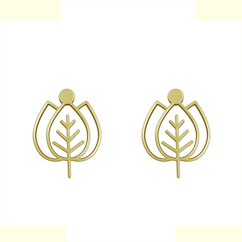 گوشواره طلا 18 عیار زنانه مدوپد مدل برگ کد GA1-16020