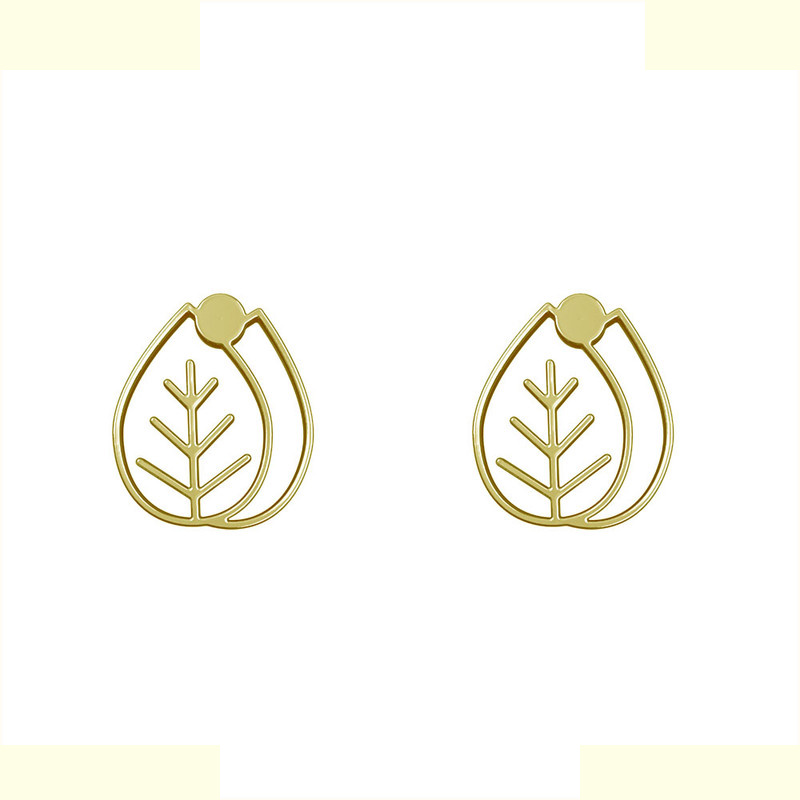 گوشواره طلا 18 عیار زنانه مدوپد مدل برگ کد GA1-16026