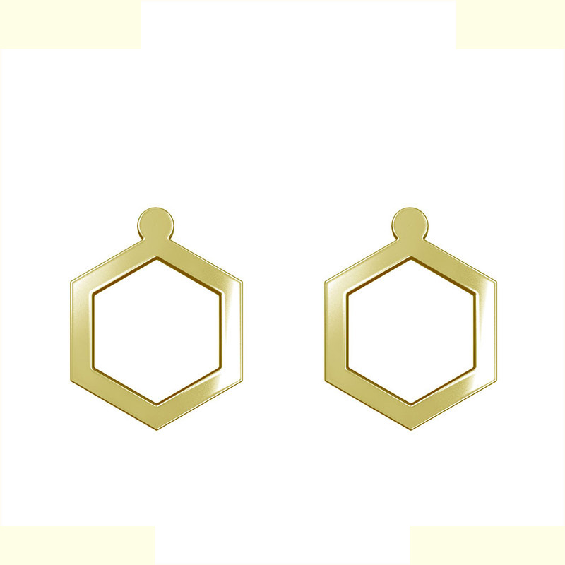 گوشواره طلا 18 عیار زنانه مدوپد مدل شش ضلعی کد GA1-16298