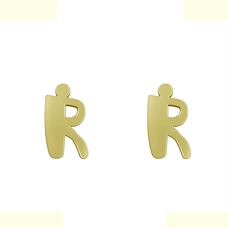 گوشواره طلا 18 عیار زنانه مدوپد مدل حرف R کد GA1-16649