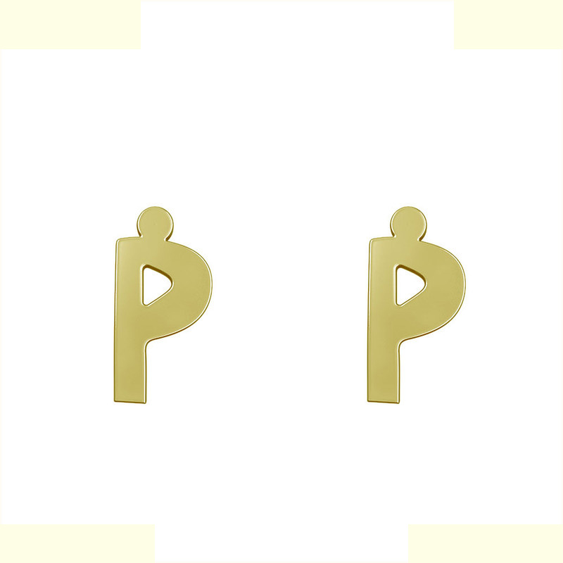 گوشواره طلا 18 عیار زنانه مدوپد مدل حرف P کد GA1-16657