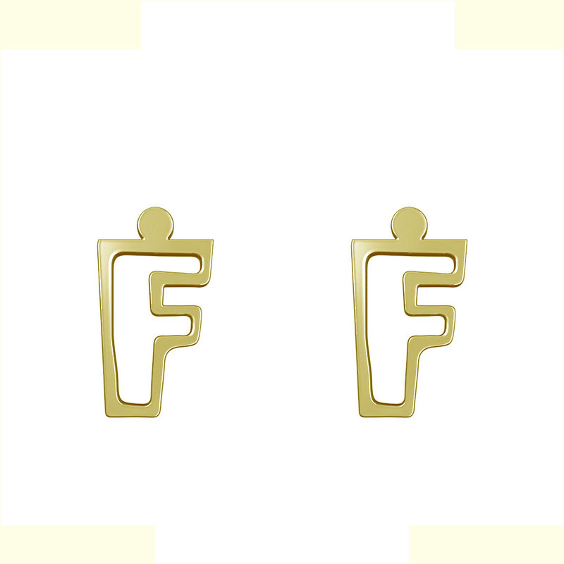 گوشواره طلا 18 عیار زنانه مدوپد مدل حرف F کد GA1-16686