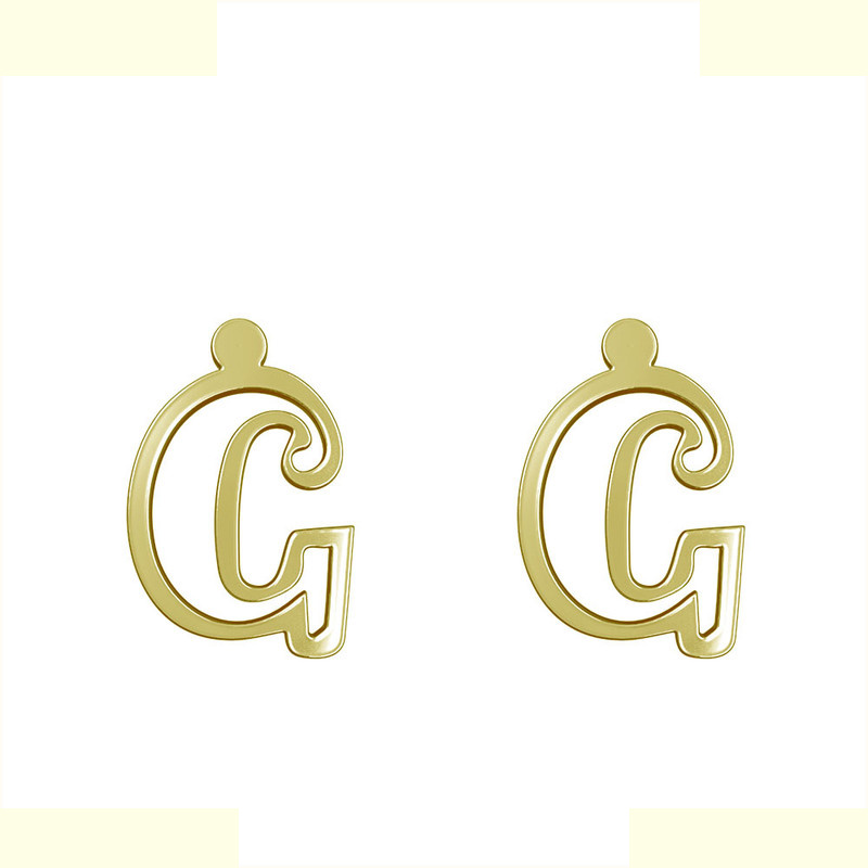 گوشواره طلا 18 عیار زنانه مدوپد مدل حرف G کد GA1-16687