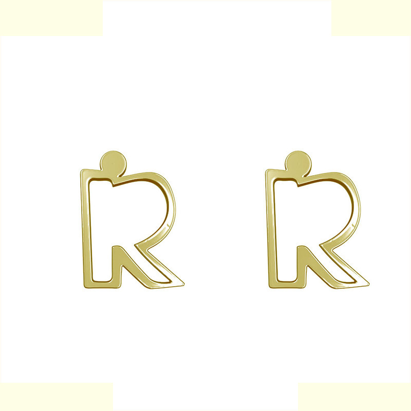 گوشواره طلا 18 عیار زنانه مدوپد مدل حرف R کد GA1-16698