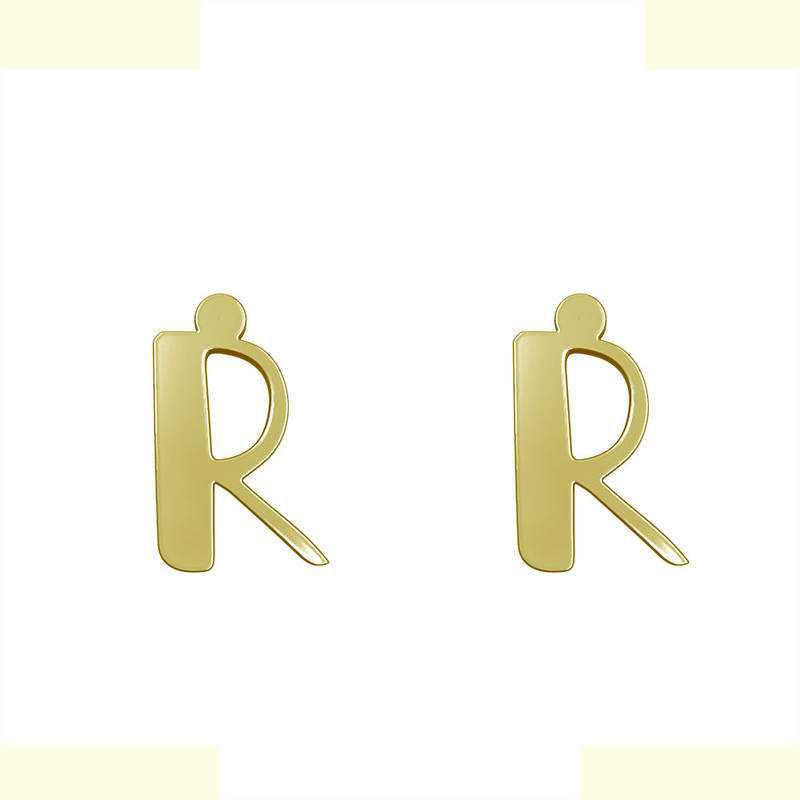 گوشواره طلا 18 عیار زنانه مدوپد مدل حرف R کد GA1-16724