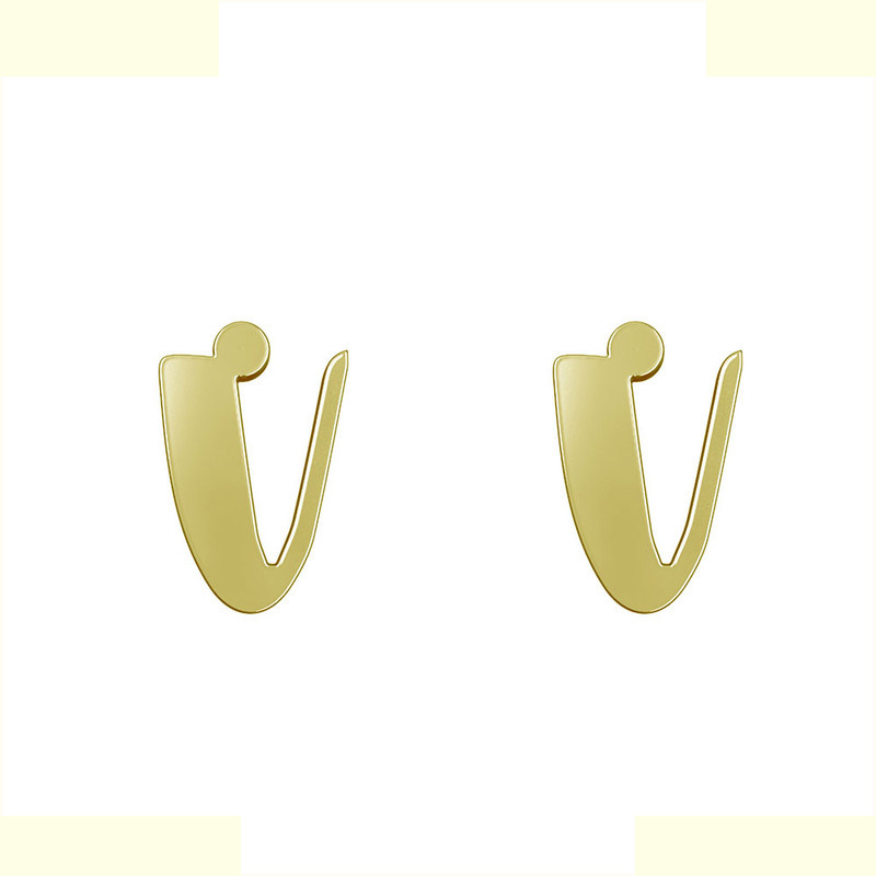 گوشواره طلا 18 عیار زنانه مدوپد مدل حرف V کد GA1-16728