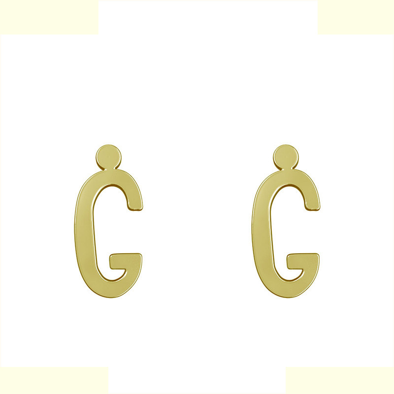 گوشواره طلا 18 عیار زنانه مدوپد مدل حرف G کد GA1-16739