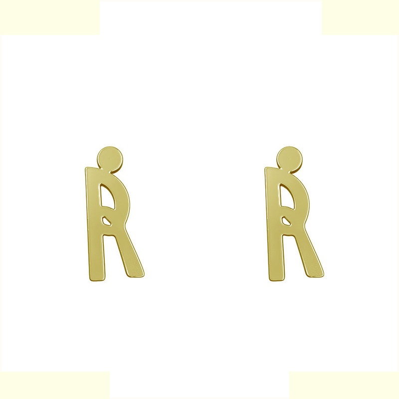 گوشواره طلا 18 عیار زنانه مدوپد مدل حرف R کد GA1-16750