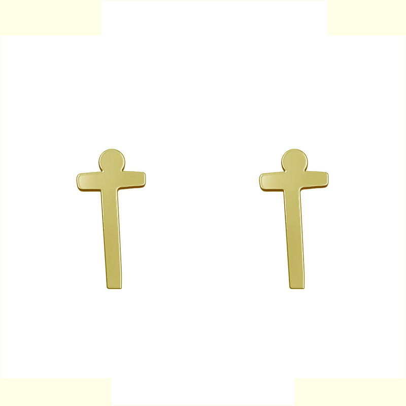 گوشواره طلا 18 عیار زنانه مدوپد مدل حرف T کد GA1-16752