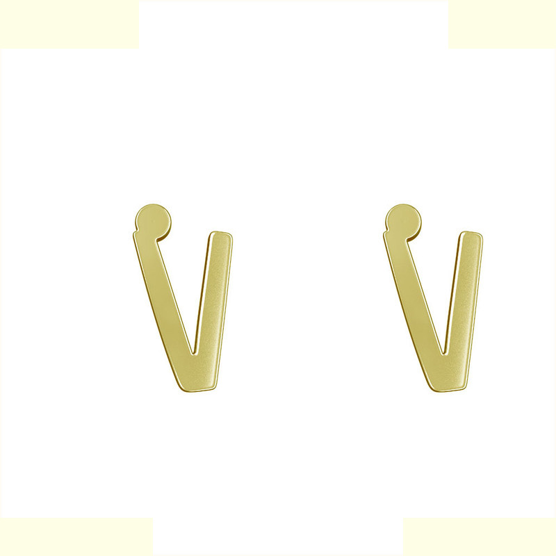گوشواره طلا 18 عیار زنانه مدوپد مدل حرف V کد GA1-16754