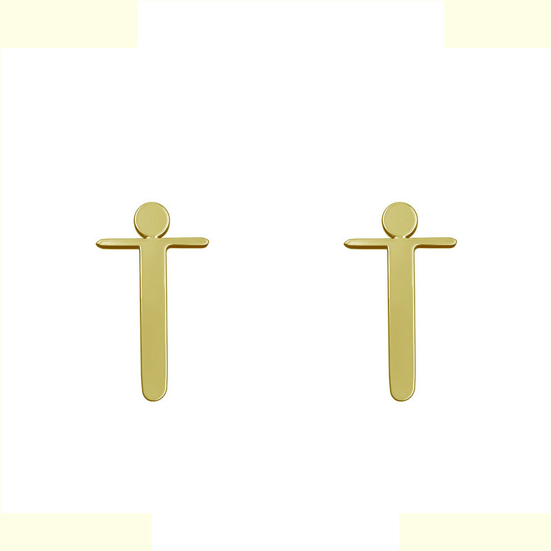 گوشواره طلا 18 عیار زنانه مدوپد مدل حرف T کد GA1-16808