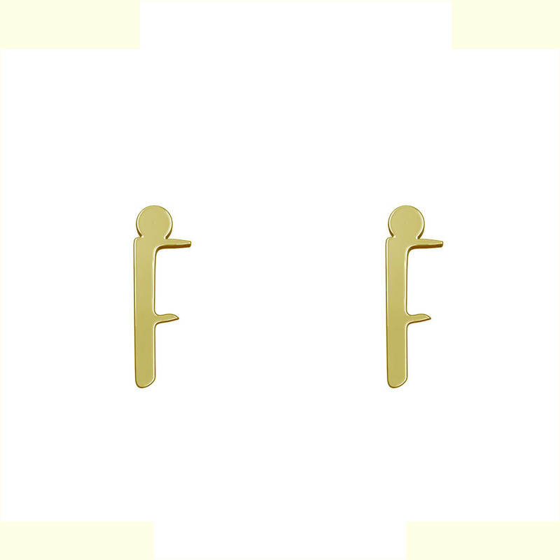 گوشواره طلا 18 عیار زنانه مدوپد مدل حرف F کد GA1-16814