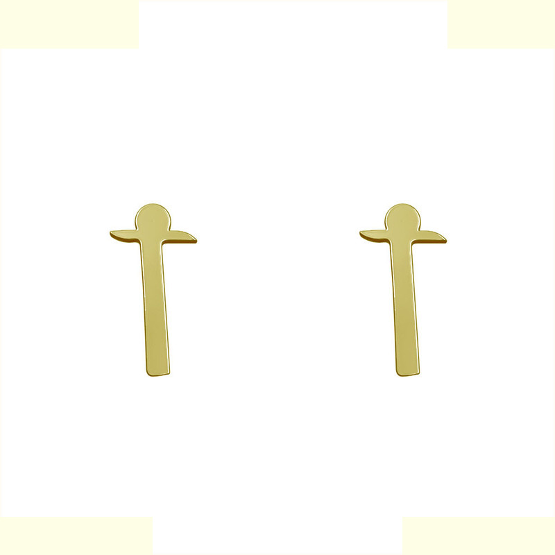 گوشواره طلا 18 عیار زنانه مدوپد مدل حرف T کد GA1-16828