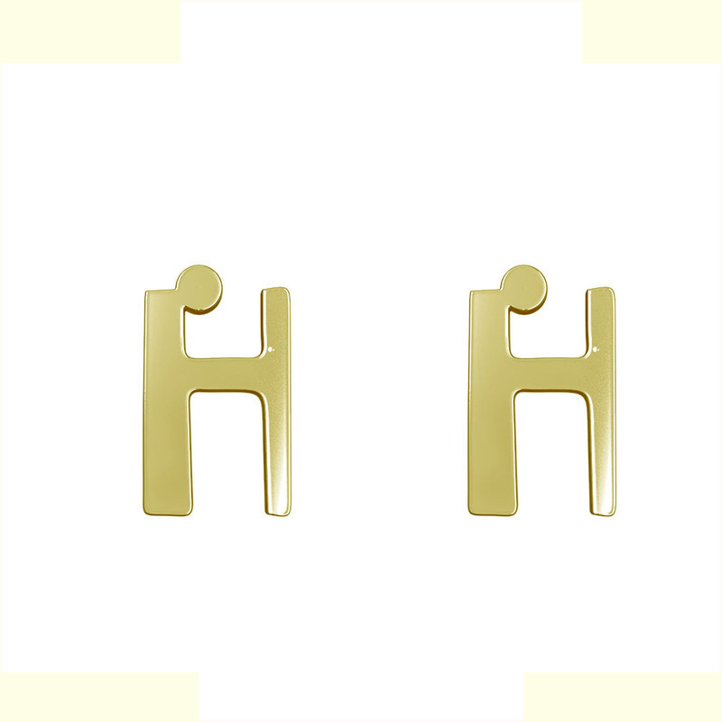 گوشواره طلا 18 عیار زنانه مدوپد مدل حرف H کد GA1-16842