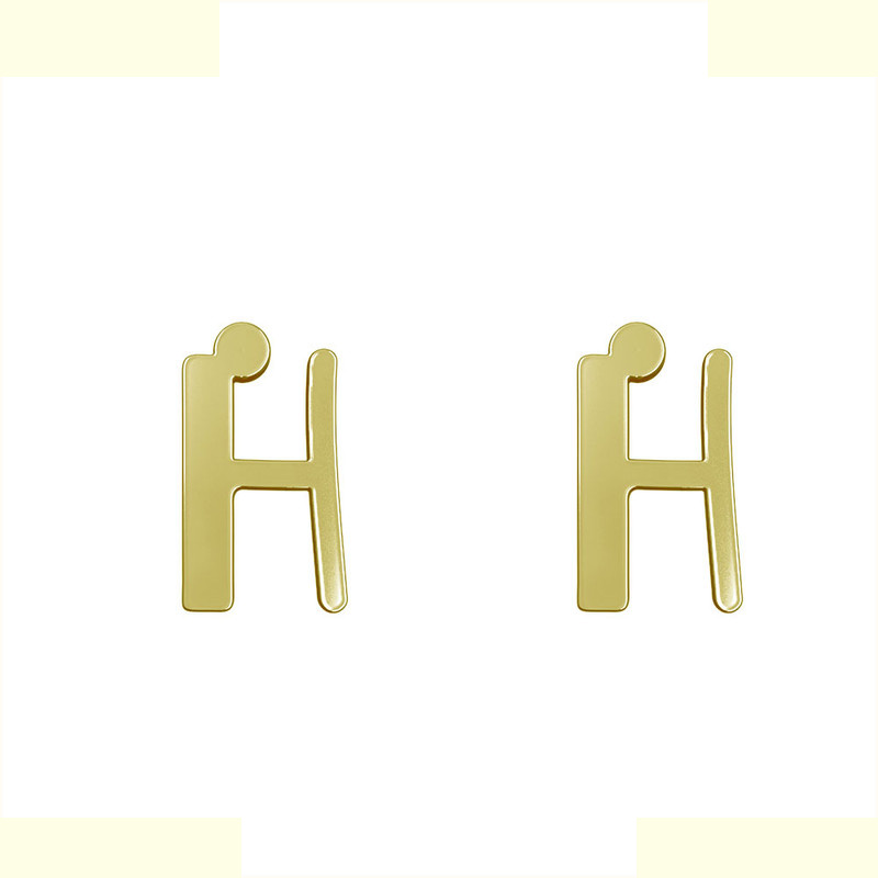 گوشواره طلا 18 عیار زنانه مدوپد مدل حرف H کد GA1-16894
