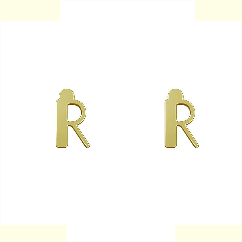 گوشواره طلا 18 عیار زنانه مدوپد مدل حرف R کد GA1-16904