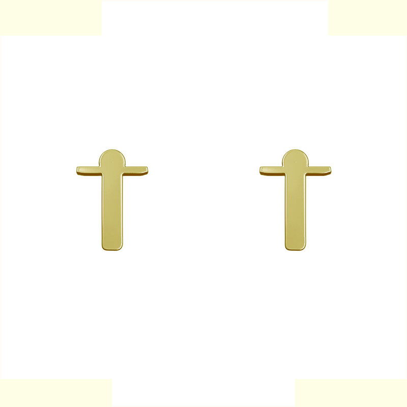 گوشواره طلا 18 عیار زنانه مدوپد مدل حرف T کد GA1-16906