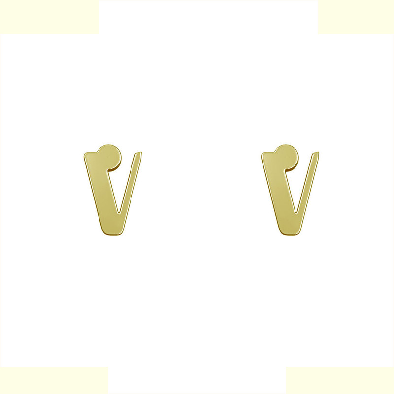 گوشواره طلا 18 عیار زنانه مدوپد مدل حرف V کد GA1-16908