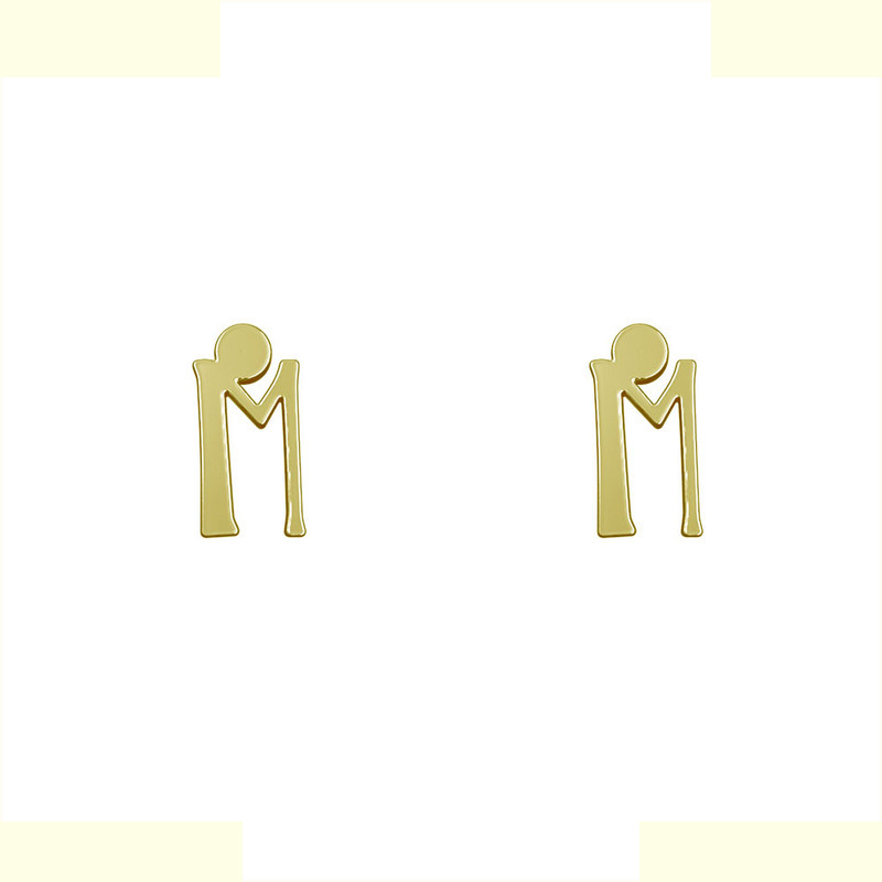 گوشواره طلا 18 عیار زنانه مدوپد مدل حرف M کد GA1-16951