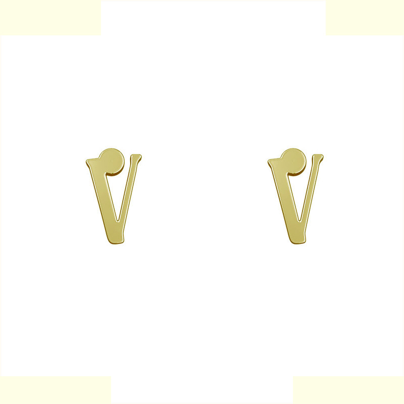 گوشواره طلا 18 عیار زنانه مدوپد مدل حرف V کد GA1-16960