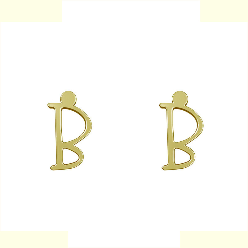 گوشواره طلا 18 عیار زنانه مدوپد مدل حرف B کد GA1-16966