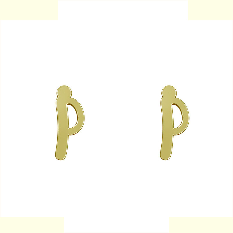 گوشواره طلا 18 عیار زنانه مدوپد مدل حرف P کد GA1-17006